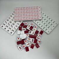 Jeu de Mahjong Américain en Acrylique Multicouche Rouge Vin, Motif Chinois Classique, Jeu de Société pour Fêtes Familiales, Cadeau, Stock US