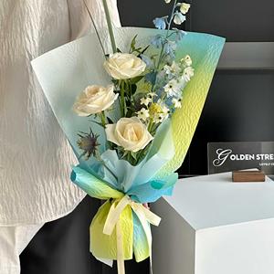 Nouveauté 2024, papier kraft grainé de 53*50 cm, couleur dégradée, papier d'emballage pour fleurs, emballage cadeau - Product Image 5