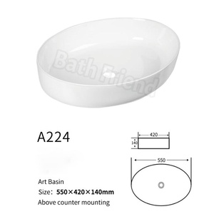 Lavabo de Cerámica Blanco Redondo en Forma de Cuenco, Lavabo Sobre <span class=keywords><strong>Encimera</strong></span>, Directo de Fábrica Sanitaria Chaozhou, Lavamanos para Baño - Product Image 4