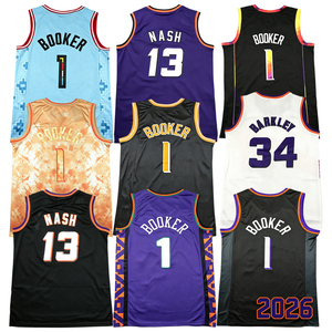 Camiseta de Hombre 2026 Cosida de Devin <span class=keywords><strong>Booker</strong></span> # 1 camiseta de baloncesto Steve Nash Charles Barkley Retro Casual Top - Product Image 1