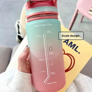 2024 nuevo logotipo personalizado 850ml boquilla de silicona Escuela para Niños botella de agua de plástico botella para beber al aire libre con asa
