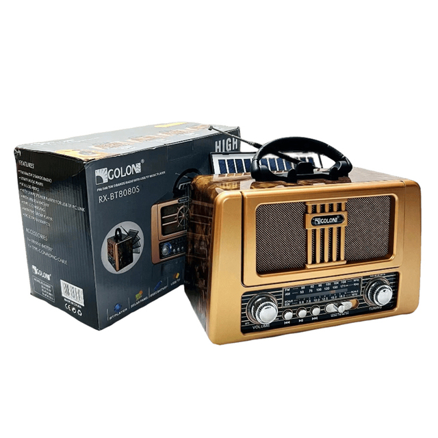 Eletree Rx-Bt8181S Rx-8181Bt Golon Portable Retro Multiband Radio Fm Avec Panneau Solaire