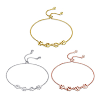 Bracelet chaîne bolo réglable en laiton plaqué or avec empreinte de patte de chat et de chien, bijou minimaliste ajouré avec breloque animale pour femme, cadeau