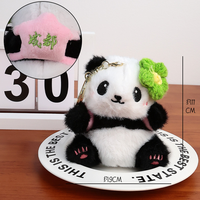 Porte-clés en peluche motif panda dessin animé, motif floral, léger, petit animal, modèle chinois BL0013 pour sac à dos