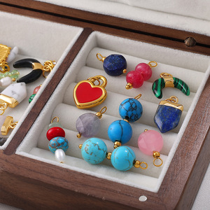 Colgantes de Corazón de Piedra Natural Coloridos DIY con Temática de Playa y Océano, Chapados en Oro de 18K, Aleación de Zinc, Accesorios de Joyería Unisex - Product Image 2