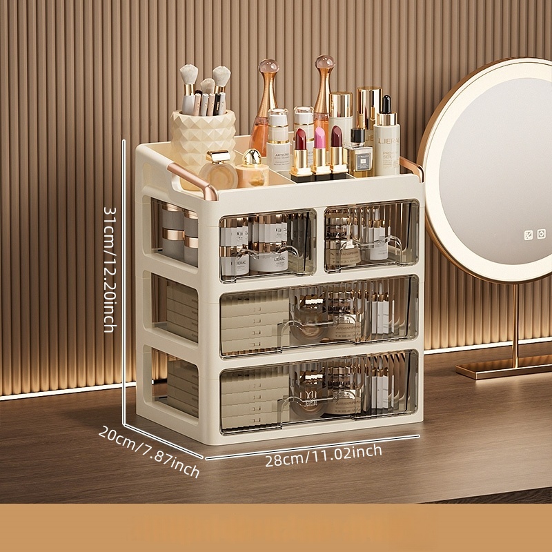 Blanc crème-3 niveaux 4 tiroirs