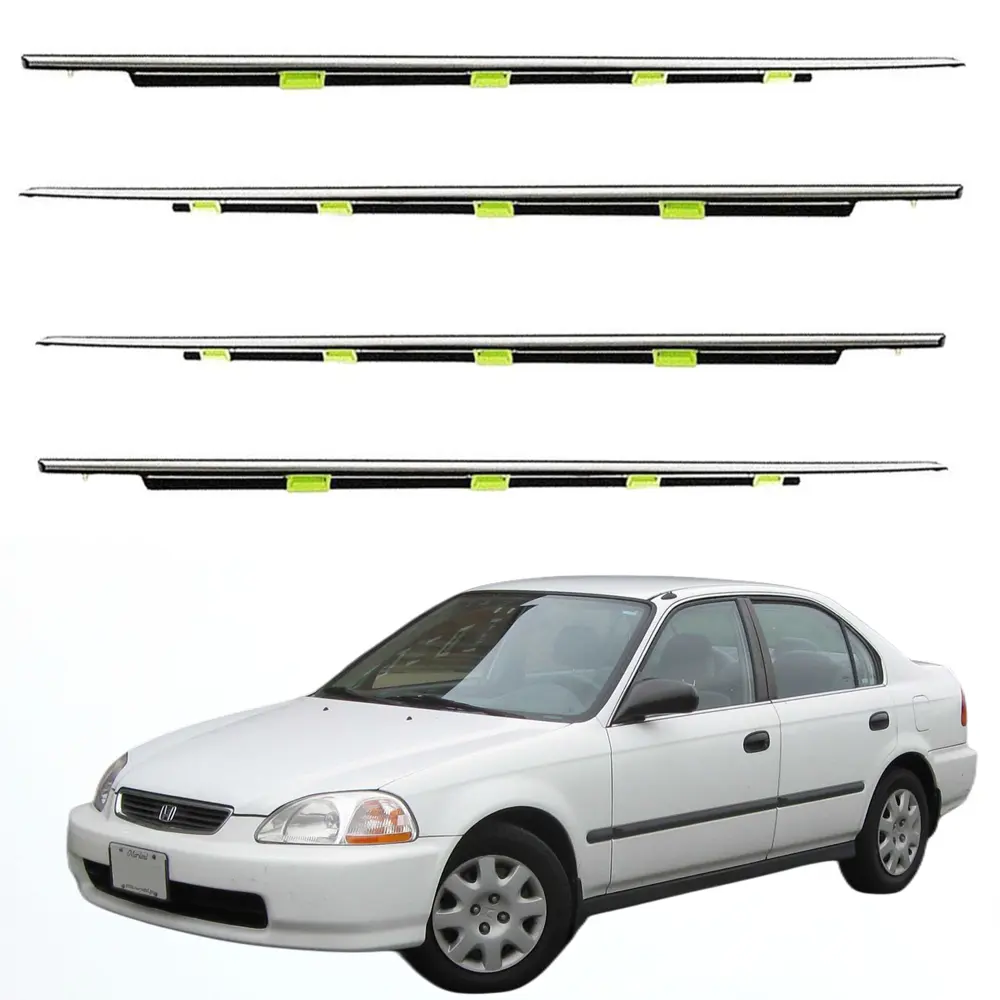 HY набор из 4 наружных уплотнителей, дверной ремень, хромированный, подходит для Civic 4D Седан 1996-2000, HONDA стандартного размера, прямая замена