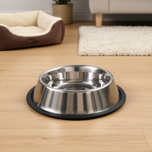 Ciotola per Animali Domestici in Acciaio Inox da 0,9 L con Anello in Gomma, Diametro 17 cm, Design Facile da Pulire - Product Image 3