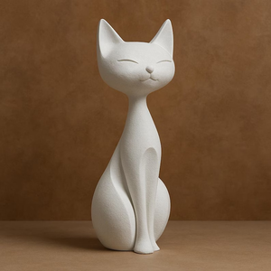 Statue de chat minimaliste, figurine de chat moderne pour la décoration de la maison, sculpture de style nordique, cadeau parfait pour les amoureux des animaux de compagnie/livraison rapide - Product Image 5
