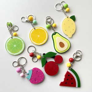 Chaveiro Espelho de Frutas (Melancia/Cereja/Lima), Chaveiro de Espelho Articulado de Acrílico com Desenho Animado, Pingente <span class=keywords><strong>Kawaii</strong></span> para Mochila, Bolsa e Chaves de Carro - Product Image 2