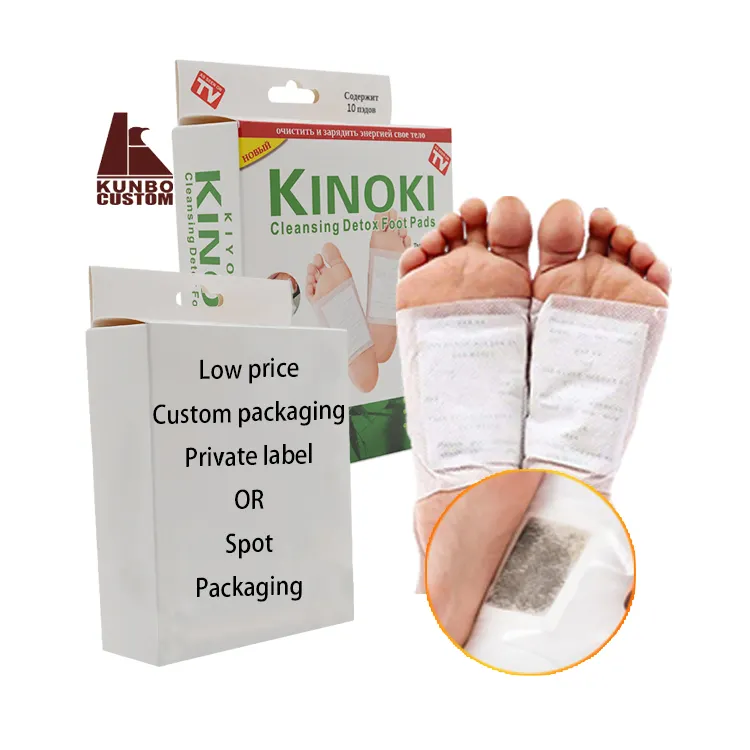 10 pad prodotto sanitario personalizzato etichetta privata piedi kinoki pulizia corea detox patch per i piedi