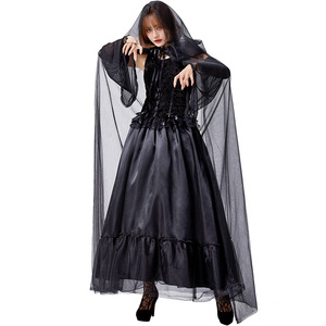 Disfraz XJ para Fiesta <span class=keywords><strong>de</strong></span> Disfraces <span class=keywords><strong>de</strong></span> Halloween: Velo Largo y Fluido, Disfraz <span class=keywords><strong>de</strong></span> Bruja Oscura, Vestido <span class=keywords><strong>de</strong></span> Corte <span class=keywords><strong>de</strong></span> <span class=keywords><strong>Reina</strong></span> <span class=keywords><strong>de</strong></span> Castillo Antiguo - Product Image 3