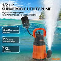 Pompe submersible Cleartide avec interrupteur à flotteur, 1/2 HP 3060 GPH pour l'irrigation des jardins, des caves inondées, des spas et des jardins