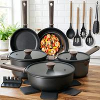 Ensemble de casseroles et poêles antiadhésives Astercook Home, saines, non toxiques, en titane, compatibles induction, sans PFAS/PTFE/PFOA/PFOS, avec couvercles en verre