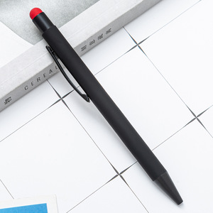 Bolígrafo de aluminio negro promocional Stylus Pen con pantallas táctiles de goma suave Logotipo personalizado barato para bolígrafo de teléfono móvil - Product Image 3