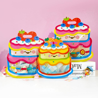 Sacs cadeaux mignons en forme de gâteau avec poignées, sacs en plastique à motif de dessin animé pour la maison, les fêtes d'anniversaire, les baby showers, les mariages, pour chocolats et sucettes