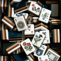Tuiles de Mahjong en Acrylique de Luxe Eleshine, Style Américain Moderne - Écologiques, Imprimé Floral Blanc Ours, Durables, Jeu de Divertissement Portable