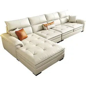 Simple cream style technology cloth sofa living room small family straight line noble concubine cloth art sofa combination