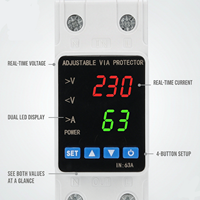 Régulateur de tension automatique réglable, simple, 4 kVA, efficacité 99 %, protection de tension, 1-63 A, affichage LED, rail DIN 35 mm, CA 2 pôles