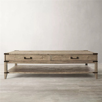 Table basse de style antique, couleur naturelle, bois massif, table à thé, table basse en bois vintage