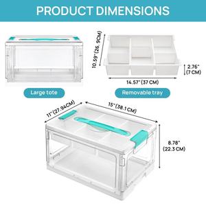 Plastic Art Supply Storage Organizer Bin with Lid Removable Trays and Dividers Adjustable <strong>Clear</strong> <strong>Container</strong> for Art Craft Supplies - Product Image 3