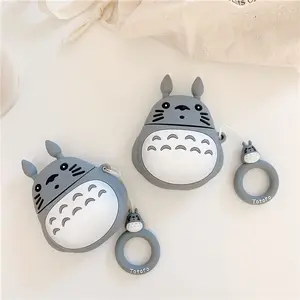 Vendita calda 3D Cute Cartoon Totoro Design custodia per auricolari con anello per le dita per Airpods Pro Funny Anime Style Cover per Airpods 1/2