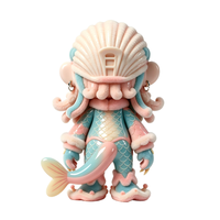 Figurine de collection sirène singe en PVC, fabrication OEM en usine chinoise, avec chapeau coquillage et finition floquée, personnalisation du logo et de l'emballage