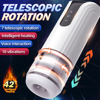 Teleskopischer Masturbator für Männer 10 Vibrationsmodi 7-Gang-Rotation Intelligente Heizung Sprachsteuerung 100% Wasserdicht Erwachsenen-Sexspielzeug