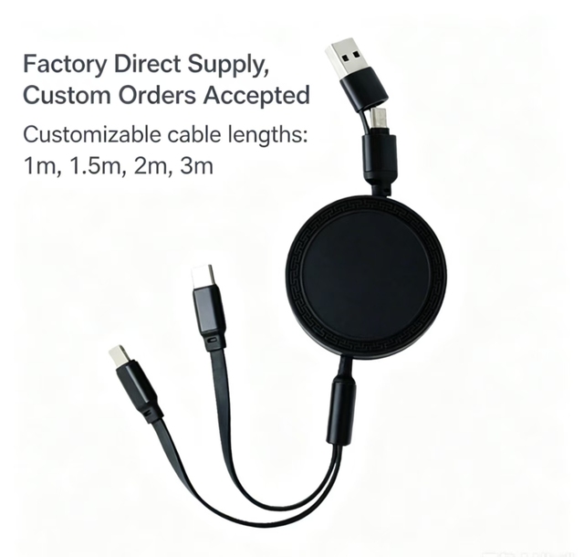 Factory Direct Sale Dual 2 in 2 Multi Charger Cable Retractable Usb Fast Charging Cable Type c for Android IOS