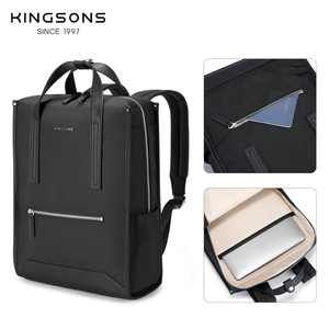 Kingsons Unisex Laptop <b>Backpack</b> 20-35L <b>Waterproof</b> Computer Interlayer For Travel Commuting Solid Color <b>Black</b> And Green - Product Image 3