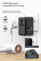 Adaptor Perjalanan Universal PD70W, Steker Internasional, Adaptor Daya Pengisian Daya Seluruh Dunia, Multi dengan Kabel Retraktil Tipe C