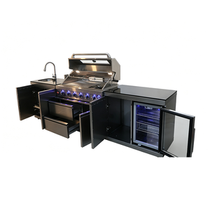 <span class=keywords><strong>Barbecue</strong></span> da Esterno in Acciaio <span class=keywords><strong>Inox</strong></span> 304 con Griglia a Gas, Accensione Piezoelettrica, Girarrosto, Lavello, Cassetti, LED e Frigorifero per Giardino - Product Image 5