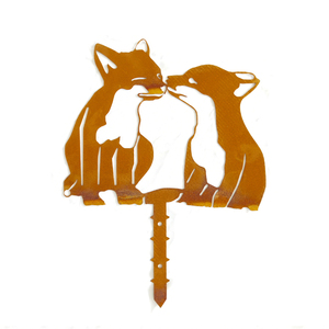 Corten Steel Fox Animal Silhouette Garden Stake Outdoor Decor Weather Resistant Natural Finish Powder Coated CE Certified - Product Image 3