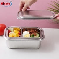 Boîte à lunch double couche en acier inoxydable 18/8 de haute qualité Nicety pour étudiants, avec joint en silicone