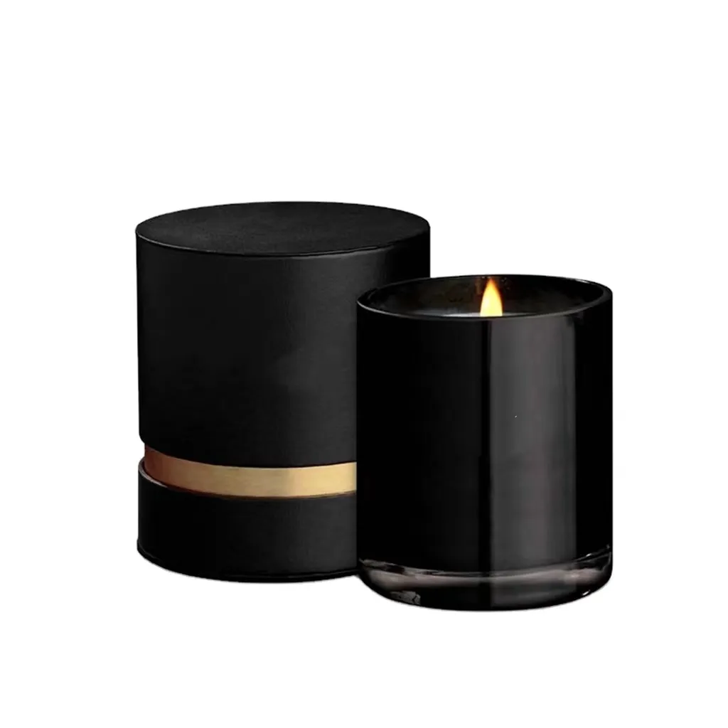 Scatola di candele a tubo tondo con confezione regalo nera personalizzata