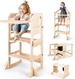 Toddler Kitchen <b>Step</b> <b>Stool</b>, Foldable Learning Standing Tower with Blackboard <b>Stool</b> for Ages 18 Months to 6 Years - Product Image 3