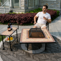 Table de loisirs extérieure moderne grande mosaïque BBQ foyer fer ensembles de jardin pour ferme hôtels parcs