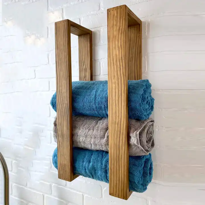 farmhouse towel rack bathroom hanging wood