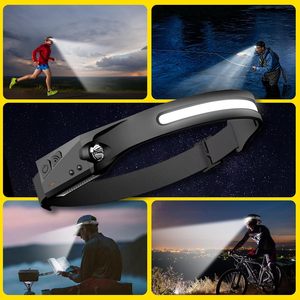 Lampe frontale en silicone rechargeable TYPE-C à faisceau large, la plus vendue en gros, avec vision complète COB+XPE LED et capteur de mouvement - Product Image 4