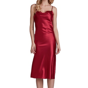 <span class=keywords><strong>Lungo</strong></span> Sexy del <span class=keywords><strong>Raso</strong></span> di Seta di Notte Slittamento del Vestito Delle Signore - Product Image 1
