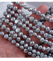Perles d'eau douce naturelles baroques grises de 7-8 mm, brillantes des deux côtés, qualité AA, matériaux pour bijoux faits à la main, en stock