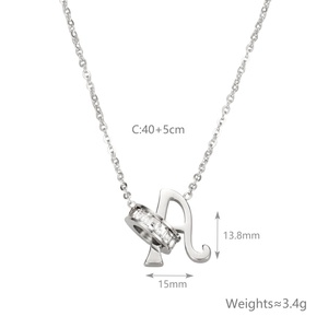 Collier Lettre <span class=keywords><strong>d</strong></span>'<span class=keywords><strong>Amour</strong></span> en Gros, Pendentif Initiale A-Z en Argent Plaqué Diamant, Chaîne Clavicule en Acier Inoxydable 316L Tendance - Product Image 4