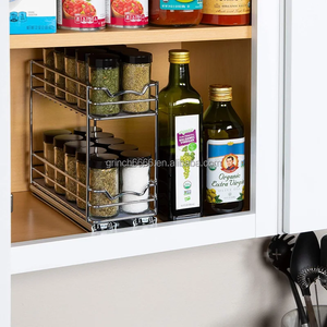 Organisateur d'épices <span class=keywords><strong>coulissant</strong></span> pour armoire, robuste, double étagère coulissante pour armoires de cuisine supérieures et placards - Product Image 4