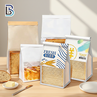 Sachet à fond plat en papier kraft auto-scellant avec fermeture éclair et fenêtre pour l'emballage de pain, sandwichs et biscuits - Lebei Packing Printing