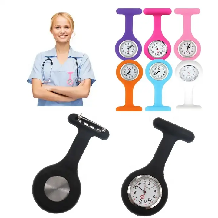 Mix Color Portable Silicone Nurse Watch With Safety Brooch For Nurse Accessories