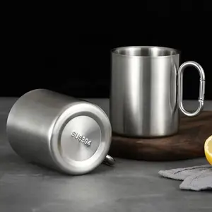 304 Stainless Steel Camping Mug Travel Mug Stainless Steel Cup With Foldable Handle