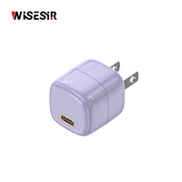 Chargeur Mini USB-C PD 20W WISESIR GaN avec Protection Contre les Surcharges, Charge Rapide Type C 3.0, Appareils de Charge Rapide pour Voyage