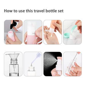 Leak Proof Portable Refillable Squeezable Silicone Lotion Shampoo Bottle Kits <b>Travel</b> Size <b>Containers</b> Bottles Set for Toiletries - Product Image 3