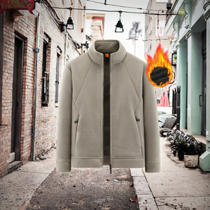 2025 xu hướng mùa đông của nam giới chắp vá lông cừu Áo khoác ấm dày 100% polyester thường đứng cổ áo thoáng khí Áo gió dây kéo - Product Image 2