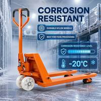 Chariot à palettes résistant à la corrosion de 3 tonnes avec roues en nylon pour la transformation alimentaire et le stockage frigorifique